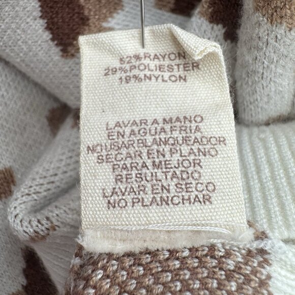 Hem & Thread Sweater Womens Medium Brown White Long Sleeve Pullover Animal Print - Picture 6 of 7